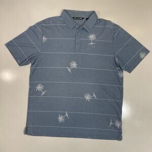 Travis Mathew Men’s Lg Short Sleeve Golf Polo Heather Blue Palms Performance